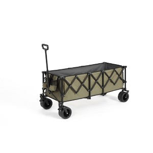 SKRAN Foldable Extended Heavy Duty 300L Folding Utility Cart with 220lbs Weight Capacity with Big All-Terrain Beach Wheels & Drink Holders - 1 of 4