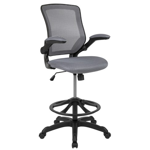  High-Back Mesh Ergonomic Drafting Chair Tall Office Chair  Standing Desk Stool with Adjustable Foot Ring and Flip-Up Arms (Black) :  Office Products