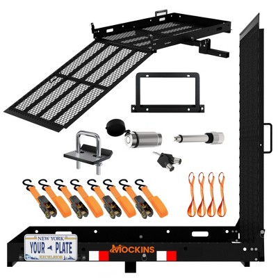 Mockins 48"x28.5"x4" Wheelchair Carrier for Car, SUV, Truck, & Van with Ramp, License Plate Holder and Wheelchair Trailer Accessories