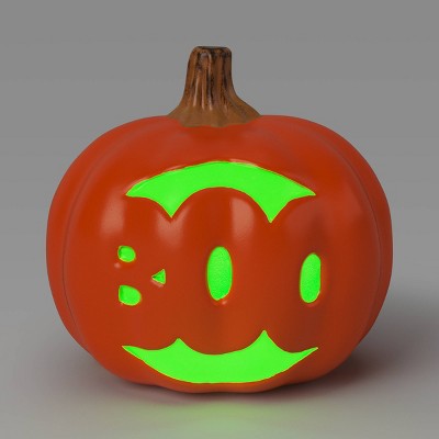 9" Lit Pumpkin Boo with Timer Full Blow Mold and No Cutout Halloween Decorative Prop - Hyde and EEK! Boutique™