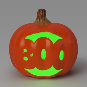 9" Lit Pumpkin Boo with Timer Full Blow Mold and No Cutout Halloween Decorative Prop - Hyde and EEK! Boutique™ - 1 of 3