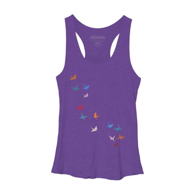 Women's Design By Humans Flying Paper Cranes Birds By Magnussons Racerback Tank Top