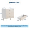 3 Drawer Dresser with Gold Handles and Legs, Wooden Nightstand with Linen-Textured Surface, White Chest of Drawers, Accent Cabinet End Table - 2 of 4