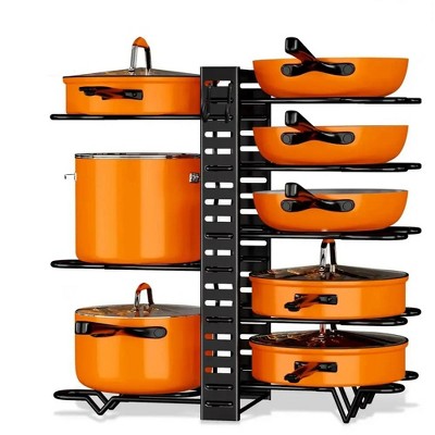 YIGII-Pot Organizer Rack 8 Tiers Pots and Pans Organizer, Pot Lid Organizer for Kitchen Cabinet Cookware Organizers and Storage,Upgraded