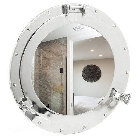 Nagina 20nicmir Nickel Aluminum, Ship Wheel Bathroom Mirror