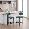 Lyngins Bar Stools Set of 2,Modern Upholstered Counter Height Barstools with Black Metal Legs,Kitchen Bar Chairs for Dining Room,Kitchen Island - 2 of 4