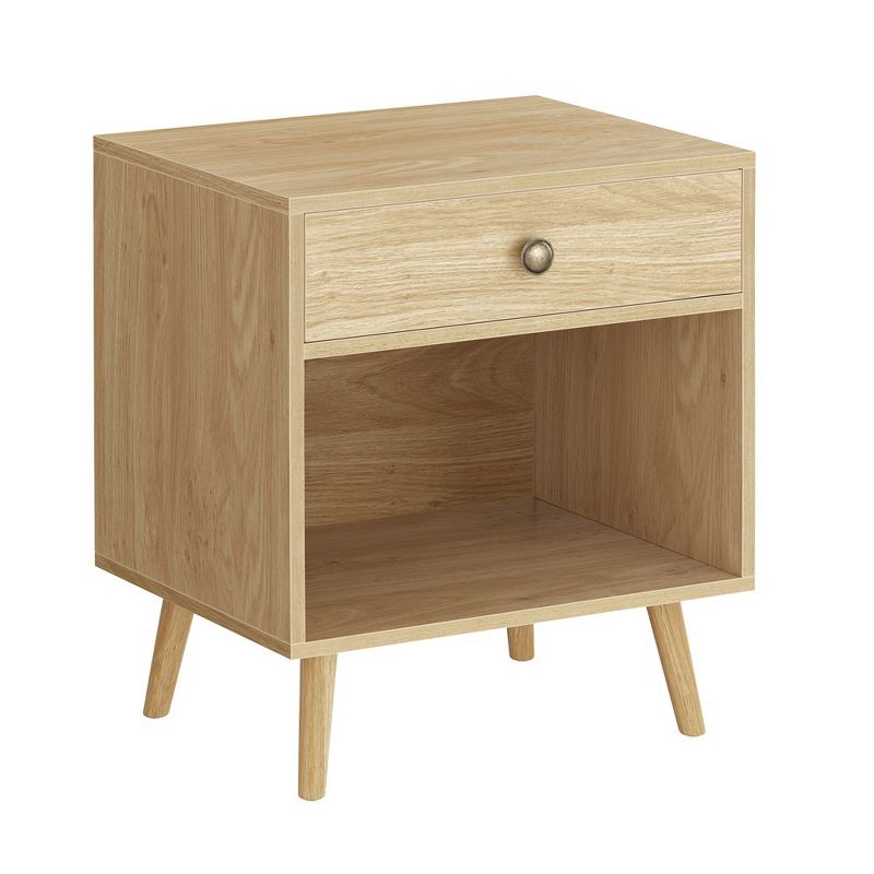VASAGLE Nightstand, Small Bedside Table With Drawer, Open Compartment, And Pine Wood Legs, For Living Room Bedroom, 15.7 X 19.7 X 22.8 Inches, 2 of 10