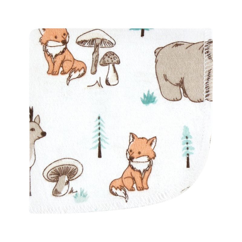 Hudson Baby Flannel Washcloths, Neutral Woodland Pals 12Pk, One Size, 3 of 9