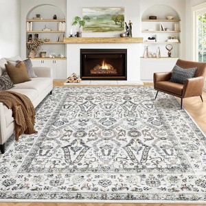 Waterproof Rug Pad Persian Style Camel 360g Pile Weight Pearl Velvet Washable Foldable Non-Shedding Living Room/Bedroom - 1 of 4