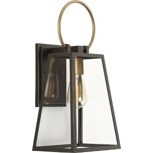 Progress Lighting Barnett Collection 1-Light Medium Wall Lantern in Antique Bronze with Glass Shade - 1 of 4