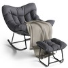 Oversized Outdoor Patio Rocking Chair, Modern Metal Lounge Rocker with Thick 5'' Cushion, Papasan Chairs 350lbs Capacity for Balcony& Bedroom, White - 2 of 4