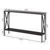 Costway Console Table 2 Tier Sofa Side Accent Table w/ Shelf Entryway Hallway Brown - 2 of 4