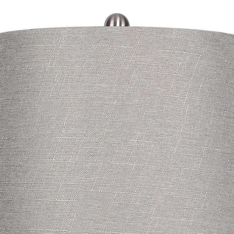 LumiSource (Set of 2) Ashland 27&#34; Contemporary Metal Table Lamps Brushed Nickel with Light Gray Textured Linen Shade from Grandview Gallery, 4 of 7