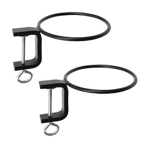 Set of 2 6" Indoor/Outdoor Clamp-On Flower Pot Holder Ring Brackets Black Powder Coat Finish - ACHLA Designs: Iron Planter Stands, Weatherproof - 1 of 4