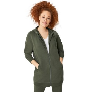 ellos Plus Size French Terry Long Zip Front Hoodie - 1 of 4