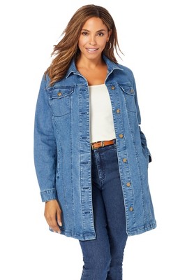 Jessica London Women's Plus Size Long Denim Jacket