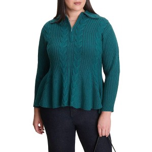 ELOQUII Peplum Zipper Sweater - 1 of 4