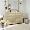 KTMBDW 8 Drawer Double Dresser, Natural Rattan Chest of Drawers for Bedroom, Boho Wooden Dresser Chest with Golden Handles, Living Room, Natural - 2 of 4