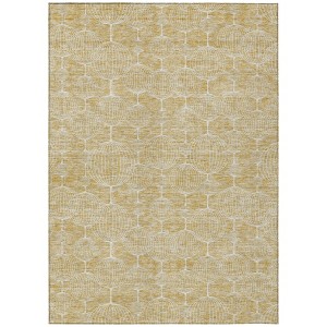 Gold Ivory And Beige Geometric Washable Indoor Outdoor Area Rug - 1 of 4