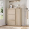 Wooden Shoe Cabinet with 3 Filp Drawers, 2-Tier Slim Shoe Rack with Adjustable Shelf,Narrow Freestanding Shoe Storage Organizer for Entryway, Hallway - 2 of 4