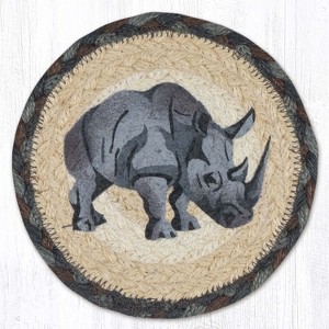 Earth Rugs Farmhouse Rhino Round Coaster – 7" Eco-Friendly Braided Jute Tableware - 1 of 3