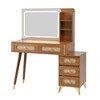 Homy Casa Modern Vanity Table with Mirror & Storage Shelves, Natural Oak - 4 of 4