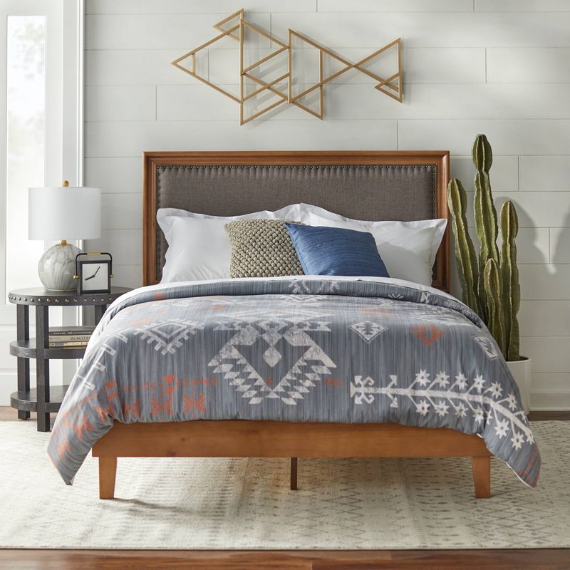 Queen Shaye Upholstered and Rustic Wood Bed - Buylateral, 3 of 6