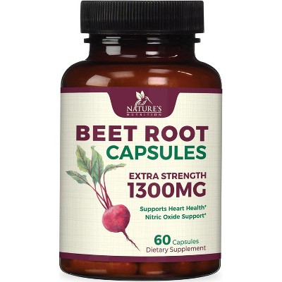 Beet Root Capsules Extra Strength 1300mg Beetroot Powder Extract - 60 Capsules;120 Capsules