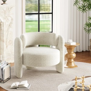 Oversized Chenille Armchair Modern Barrel Accent Chair Upholstered Mid-Century Round Chair With Open Back Single Sofa Extra - 1 of 4