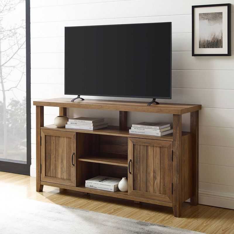 Modern Farmhouse Highboy Double Grooved Door TV Stand for TVs up to 65"  - Saracina Home, 3 of 12