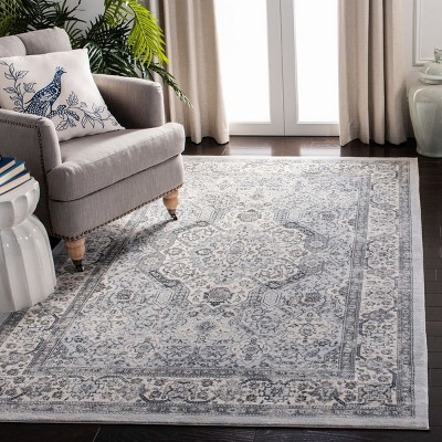 Isabella Dark Grey and Cream 9' x 12' Synthetic Oriental Area Rug