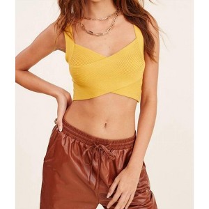 Women's Cropped Ribbed Sweater Tank - Mimosa - 1 of 3