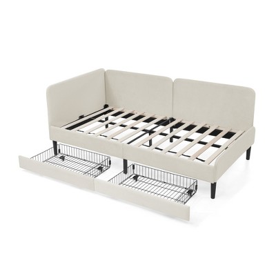 TIRAMISUBEST Sofas Twin/ Full Daybed Convertible Sofa Bed with 2 Storage Drawers Small Space Sofa Guest Room Daybed Adjustable Velvet Sofa Bed