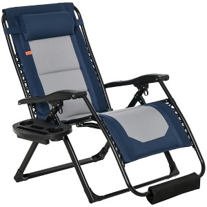 Outsunny Zero Gravity Lounger Chair, Folding Reclining Patio Chair with Cup Holder, Headrest, Footrest, for Poolside, Camping - 1 of 4