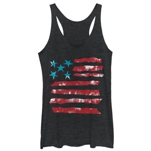 Women's Lost Gods Fourth of July  Artistic American Flag Racerback Tank Top - 1 of 3