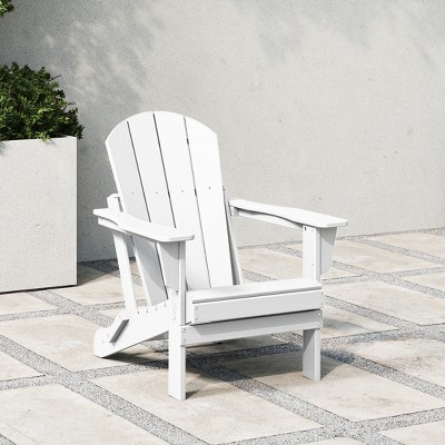 White HDPE Outdoor Folding Adirondack Chair with Wide Armrests