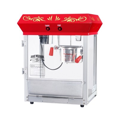 Red Stainless Steel Vintage Countertop Popcorn Machine, 24"