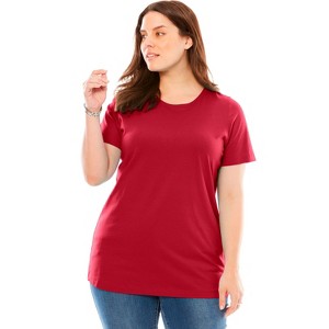 Woman Within Petite Perfect Short-Sleeve Crewneck Tee - 1 of 4