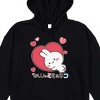 MiMi & Neko Character Neko Hugging A Heart Women's Black Hoodie With Ears - 2 of 3