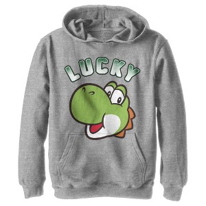 Boy's Nintendo Super Mario St. Patrick's Day Lucky Yoshi Retro Pull Over Hoodie - 1 of 4