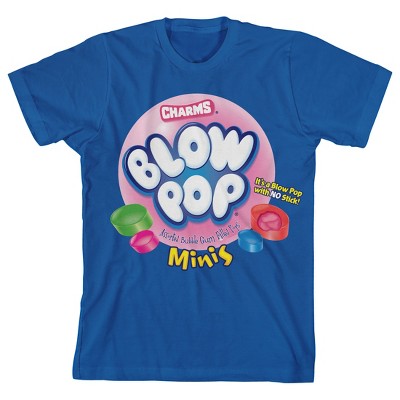 Charms Blow Pop Minis Assorted Bubble Gum Filled Pops Boy’s Navy T-Shirt-XS