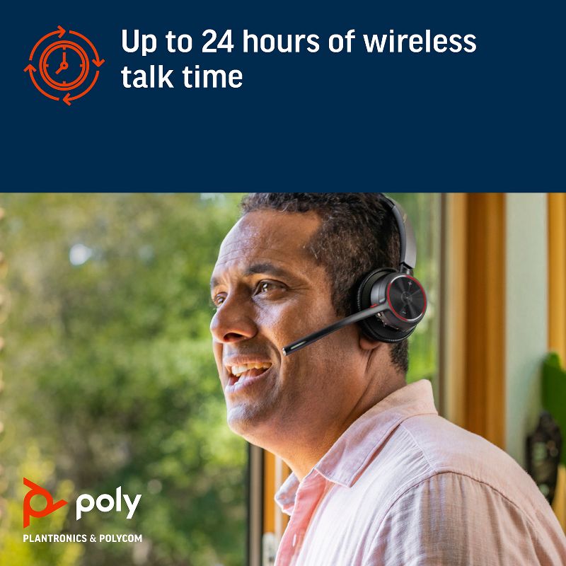 Poly Voyager 4320 UC Wireless Headset- Headphones with Boom Mic - Connect to PC / Mac via USB-A Bluetooth Adapter, Cell Phone via Bluetooth, 5 of 7