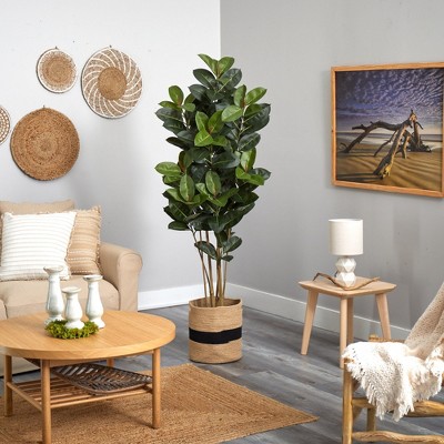 Lush 72" Silk Oak Artificial Tree in Cotton Planter, UV Resistant