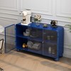 VYNXARIA 47.25"Glass Storage Cabinet Floor-to-ceiling for Kitchen, Living Room, Bathroom(Bark blue) - 3 of 4