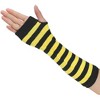 Allegra K Women's Stripe Print Knitted Fingerless Elbow Length Gloves Warmers One Size 1 Pair - 2 of 4