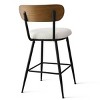 Modern Counter Bar Stools with Bouclé Seat and Ash Back, Armless Kitchen Island Chairs with Metal Frame and Black Metal Legs-Maison Boucle - 4 of 4
