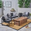 Christopher Knight Home Outdoor Aluminum 4 Seater Chat Set with Fire Pit, Gray/Brown - 2 of 4