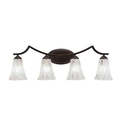 Toltec Lighting Zilo 4 - Light Vanity in  Dark Granite with 5.5" Fluted Italian Ice Shade
