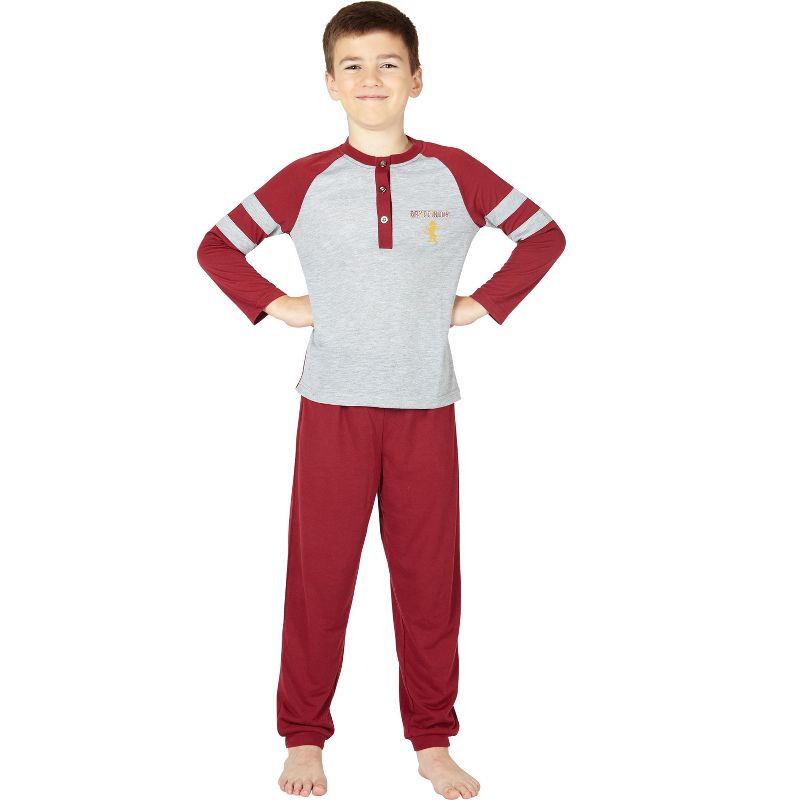 Harry Potter Boys Gryffindor House Athletic Varsity Jogger Pajama Set, 2 of 4