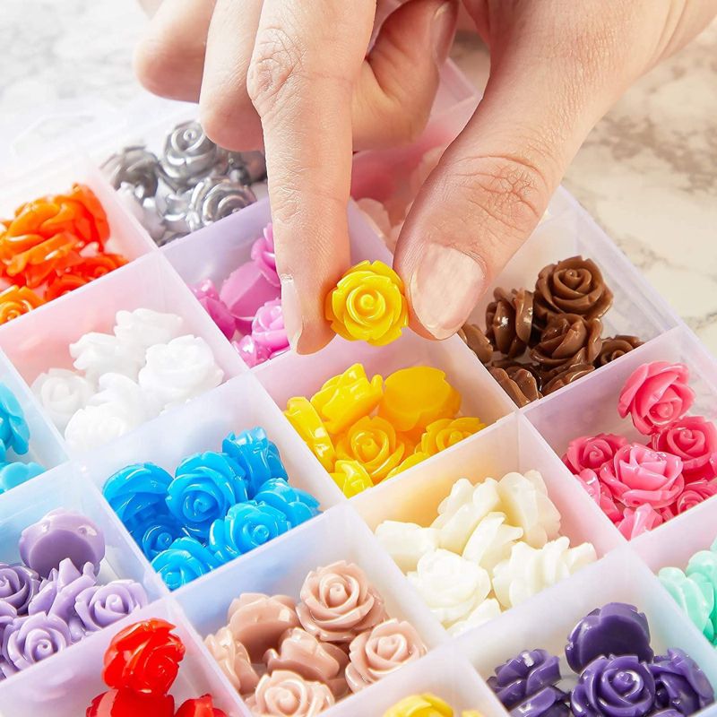 Juvale 240 Piece Mini Flatback Rose Charms for Jewelry Making, Flower Embellishments for Crafting, 24 Assorted Colors (15mm), 4 of 9